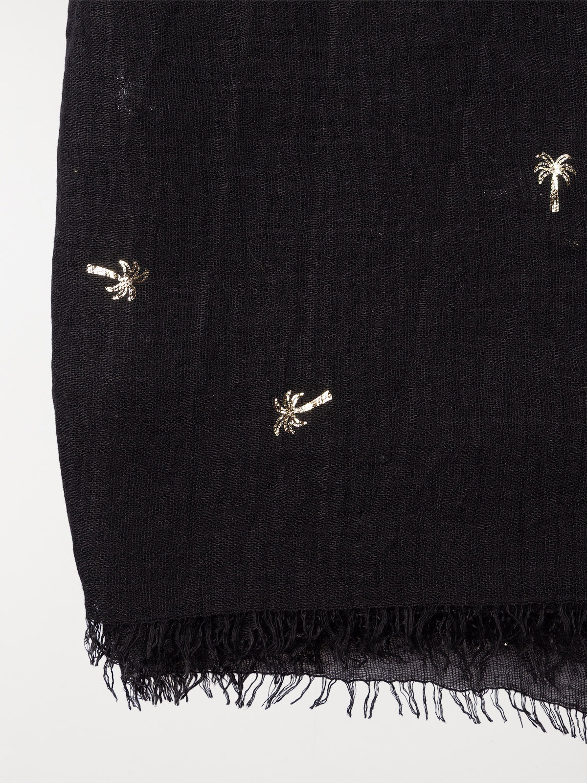 Foulard noir palmier doré femme Foulard noir palmier doré femme