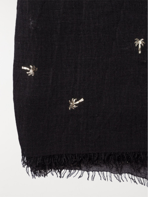 Foulard noir palmier doré...