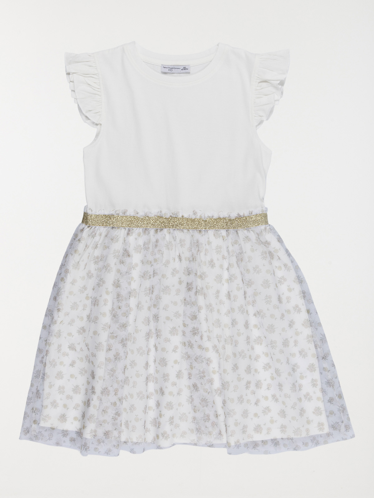 Robe bimatière fleurie fille (3-12A) Robe bimatière fleurie fille (3-12A)