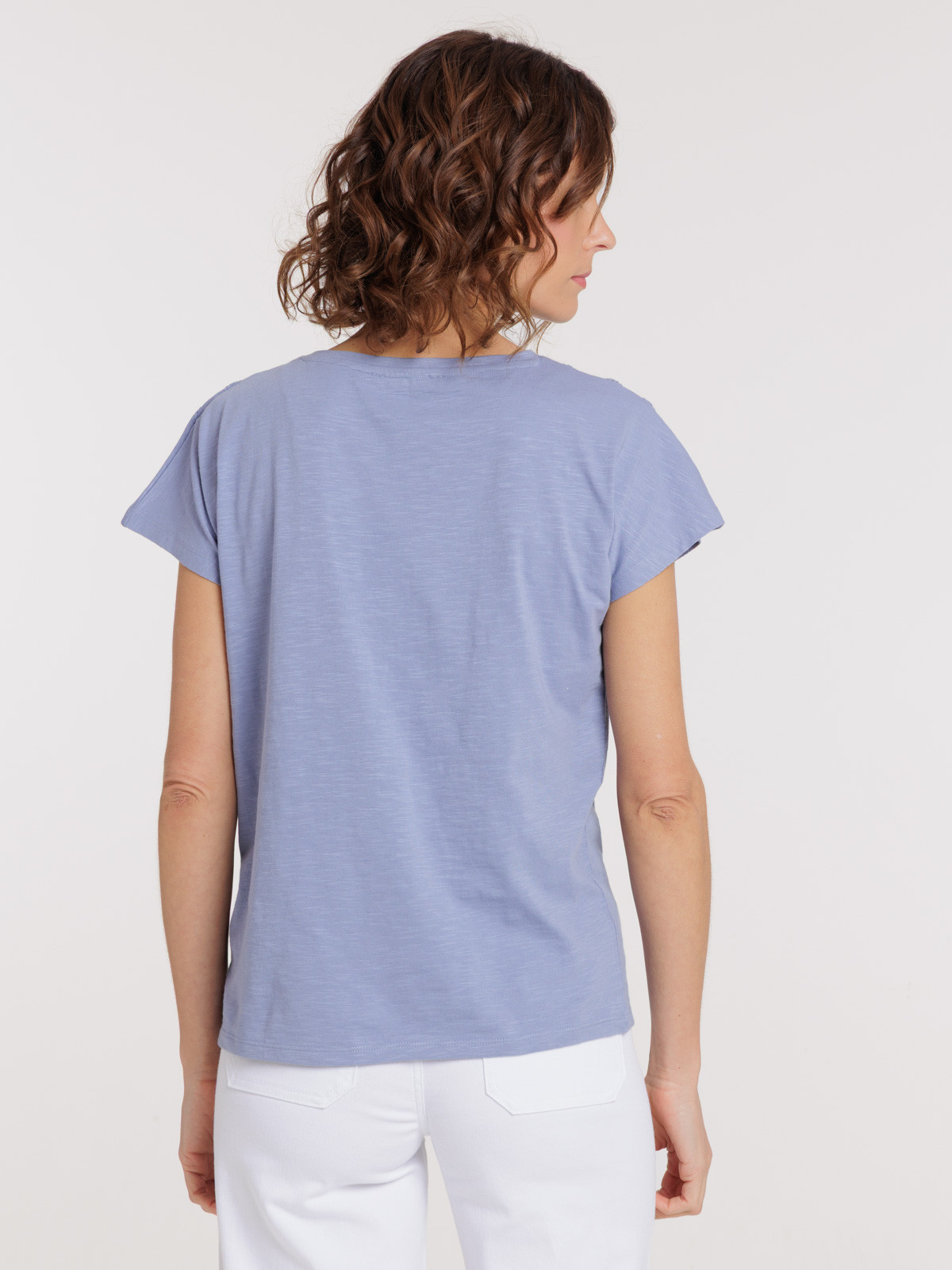 T-shirt col rond denim blue femme