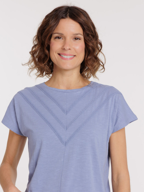 T-shirt col rond denim blue...