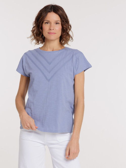 T-shirt col rond denim blue...