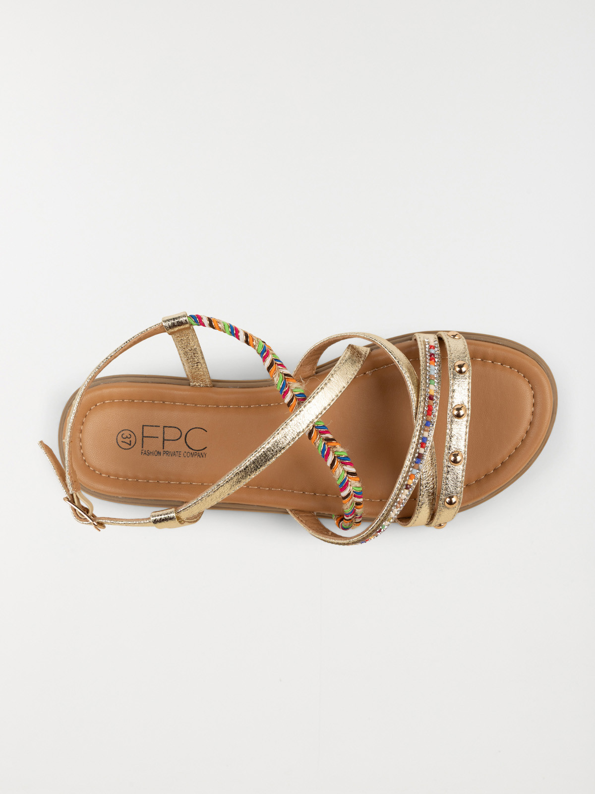 Sandales dorées plates femme (36-41)
