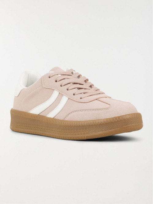 Basket rose bande blanche...