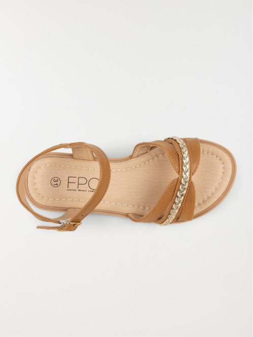 Sandales plates camel fille...