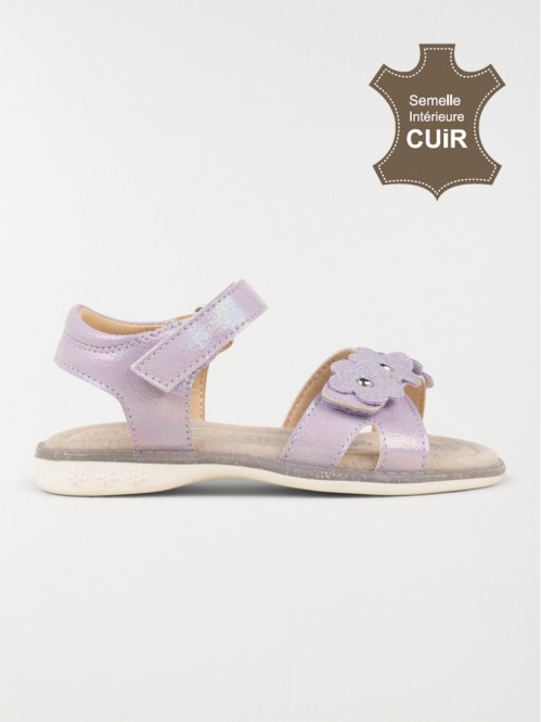 Sandales lilas fleurs fille...