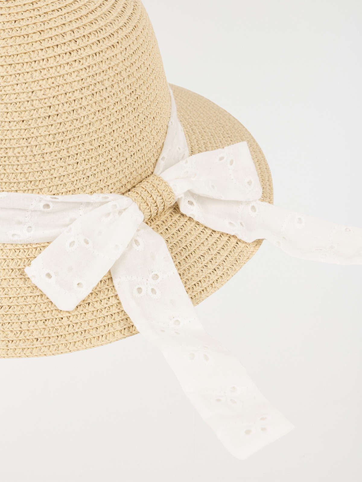 Chapeau paille broderie anglaise fille