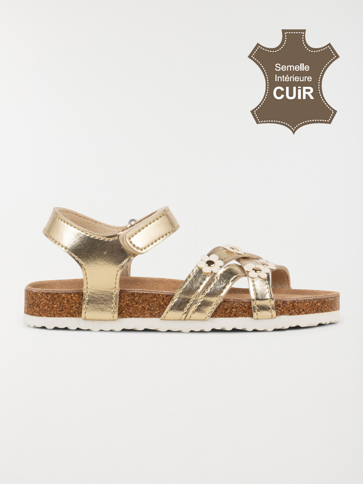 Sandales dorées fleurs fille (24-30)