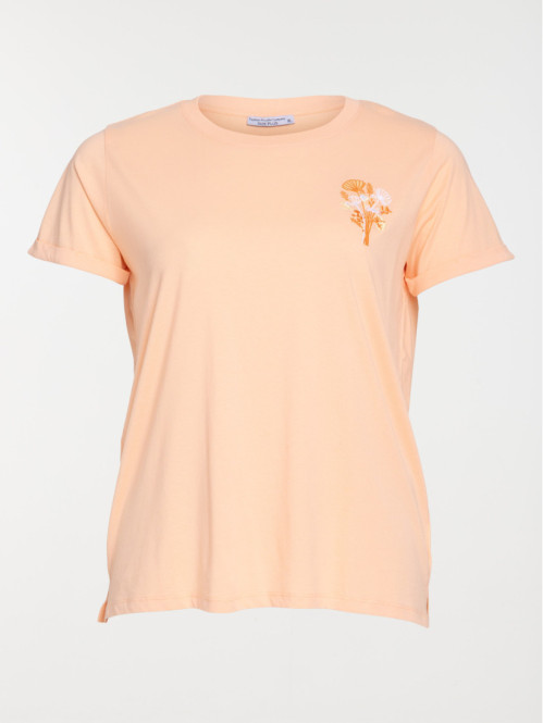 T-shirt fleur brodée femme...