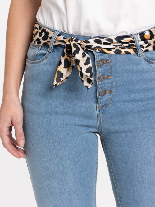 Foulard imprimé léopard beige femme