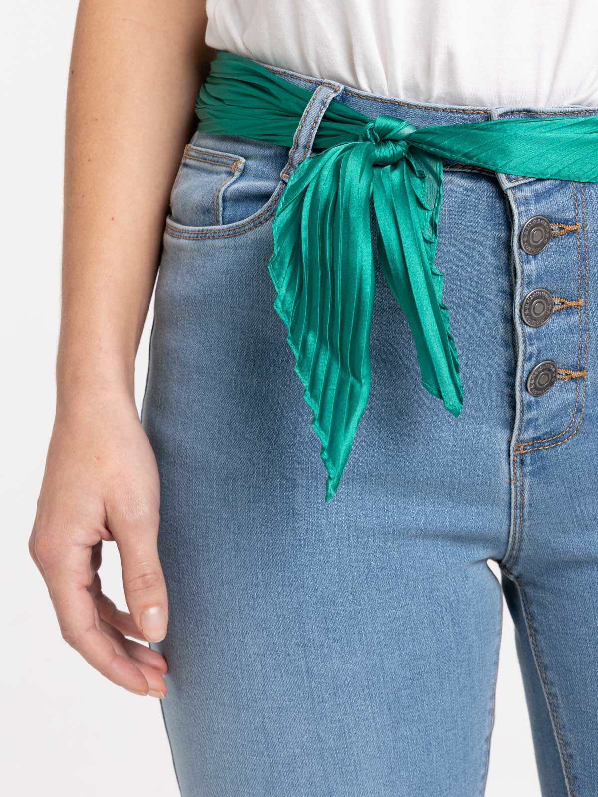 Foulard plissé vert bosphore