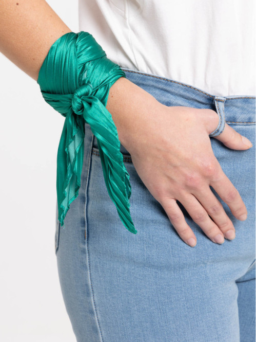 Foulard plissé vert bosphore