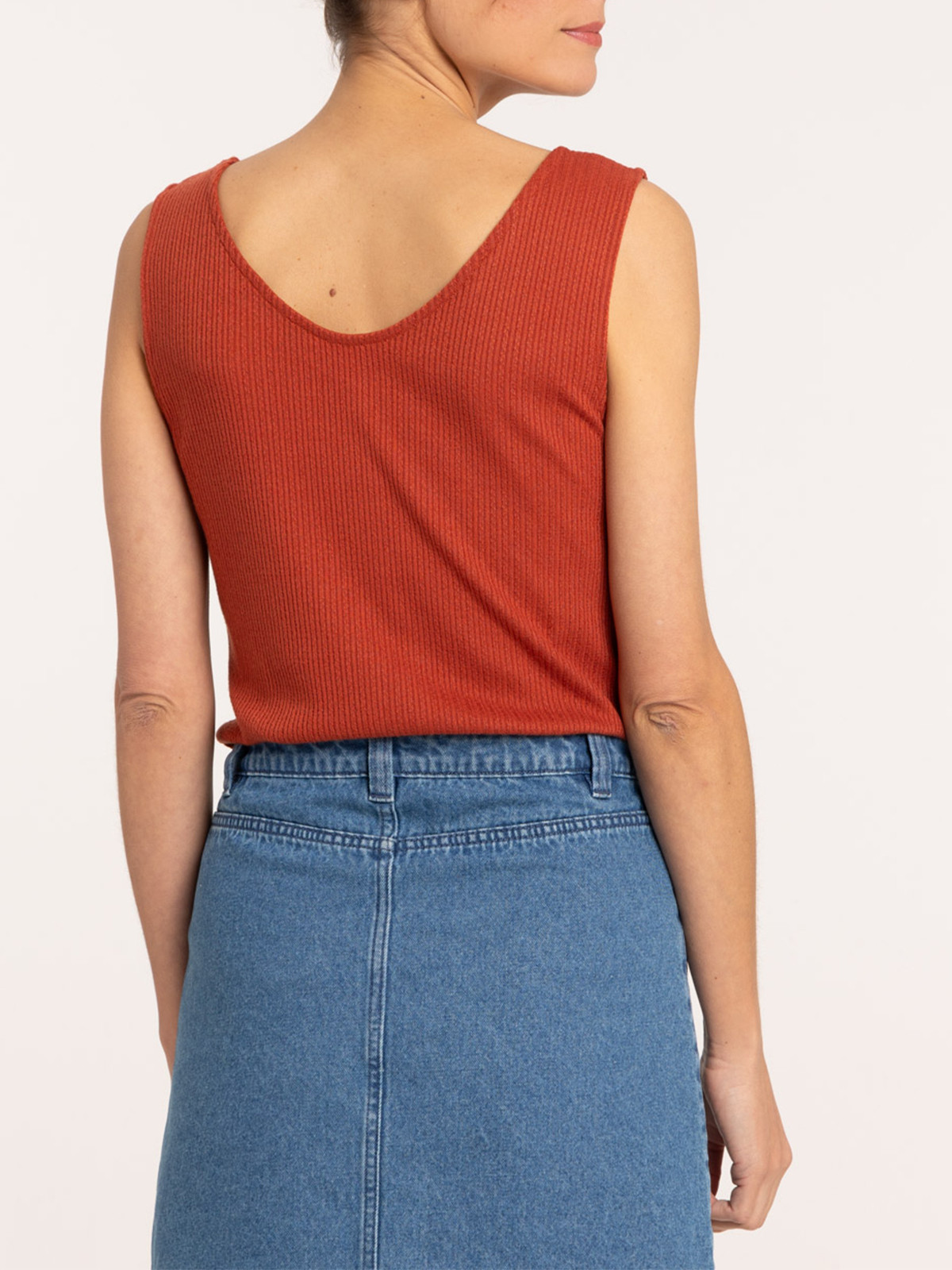 Débardeur boutons marron épicé femme