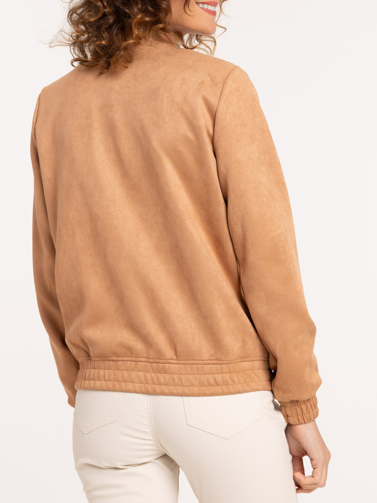 Veste bomber suédine camel femme