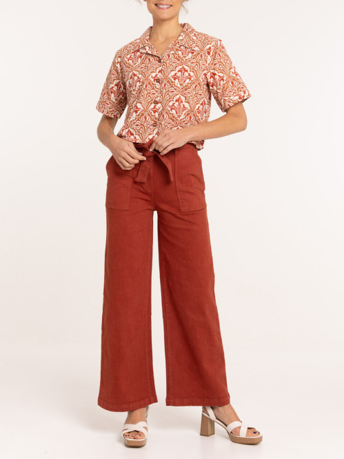 Pantalon large ceinturée femme Pantalon large ceinturée femme