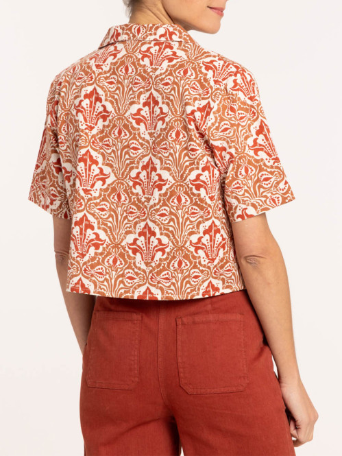 Chemise courte imprimée femme