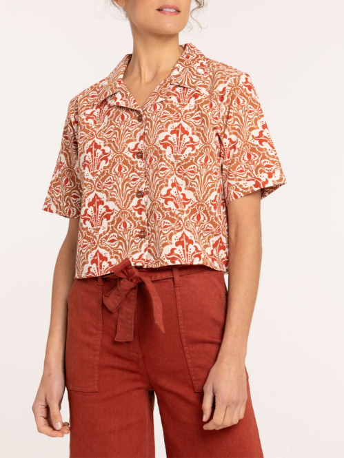 Chemise courte imprimée femme