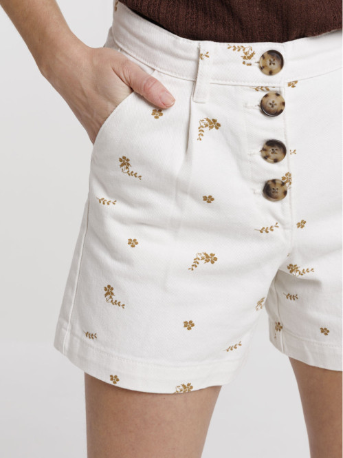 Short taille haute fleuri...