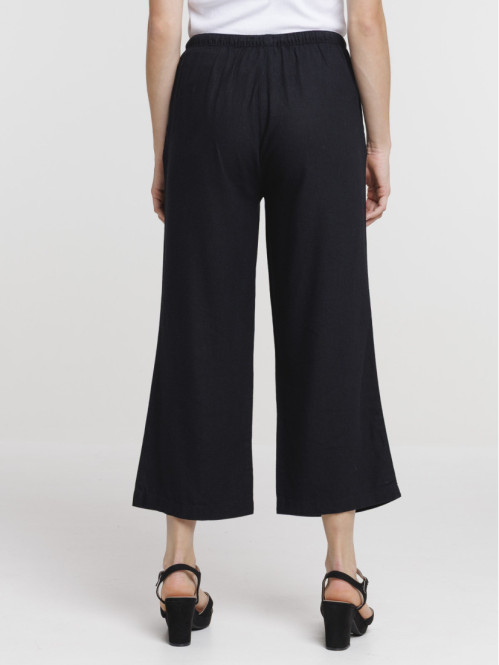 Pantacourt coloris noir femme