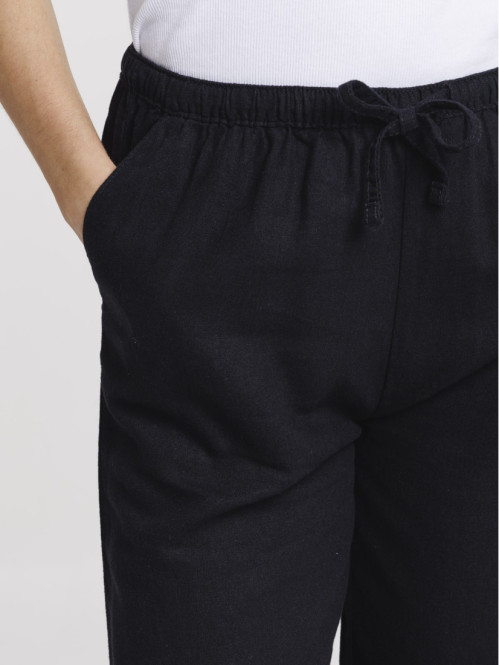 Pantacourt coloris noir femme