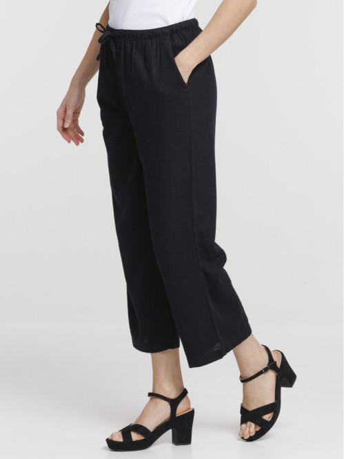 Pantacourt coloris noir femme