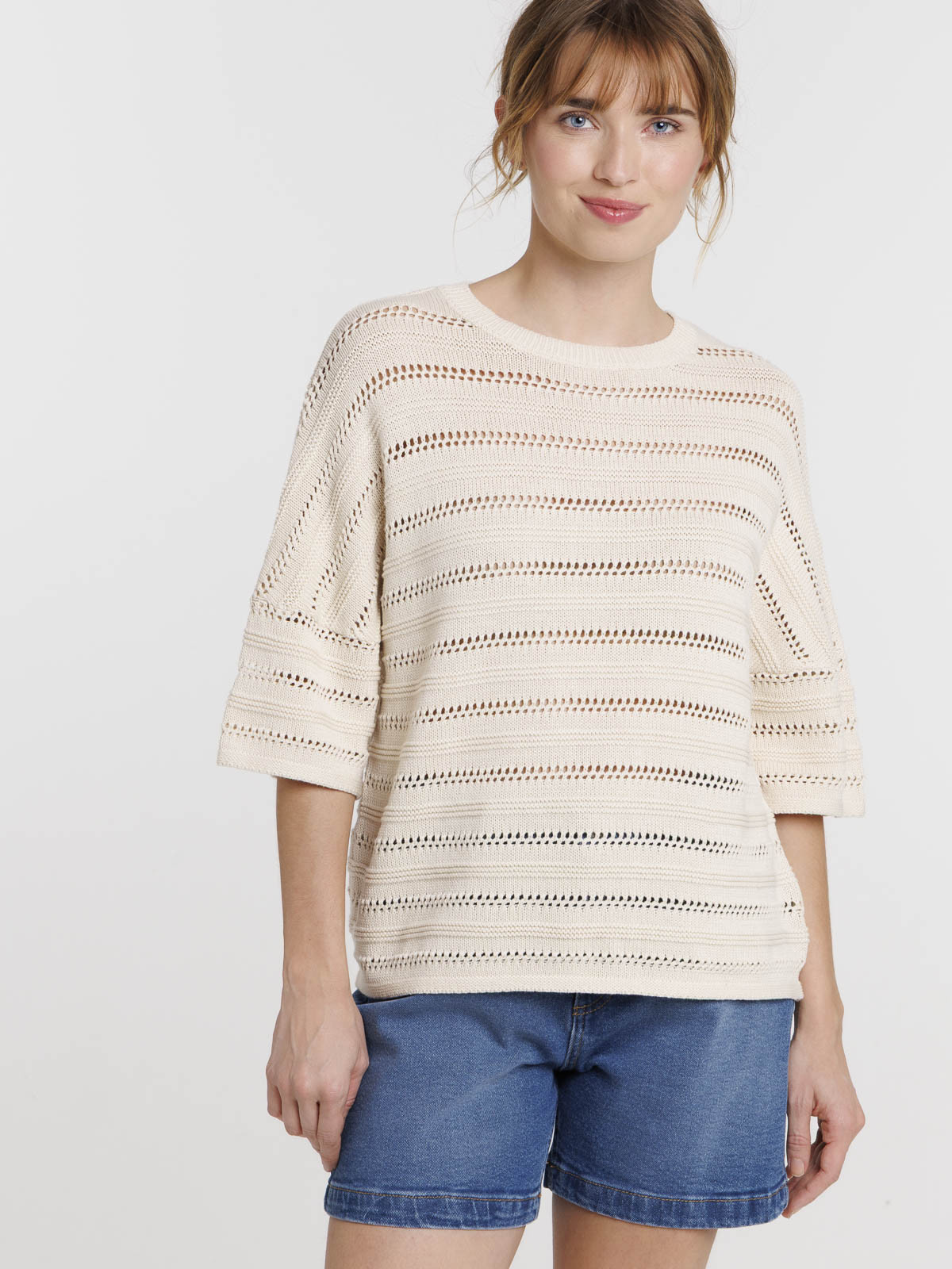 Pull maille ajourée femme