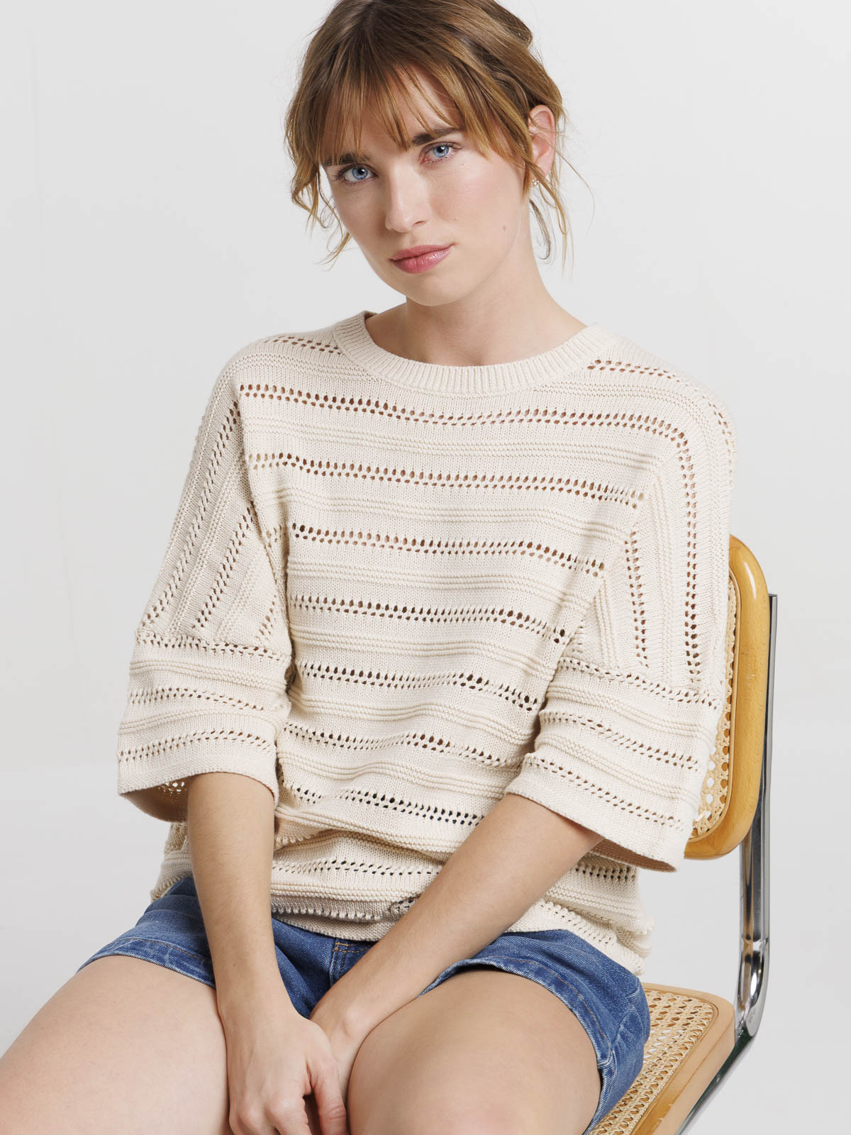 Pull maille ajourée femme