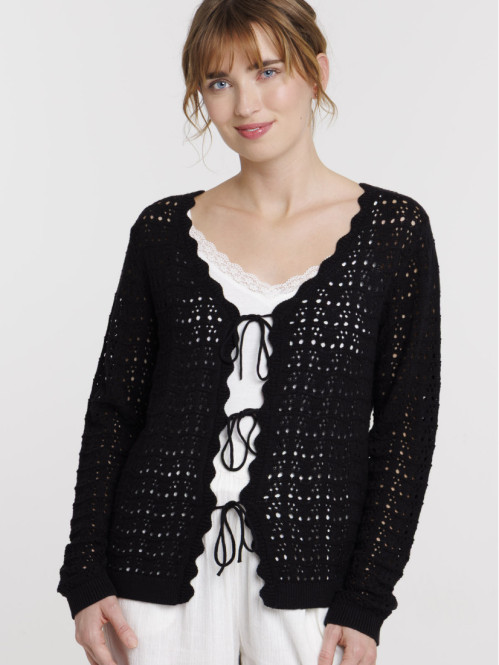 Gilet noir à nouer femme