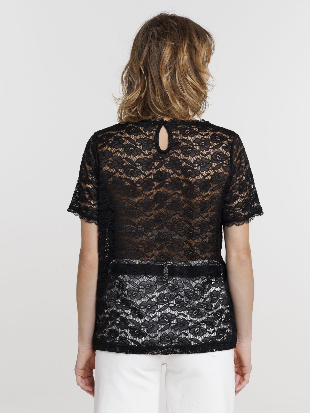 T-shirt dentelle noir femme