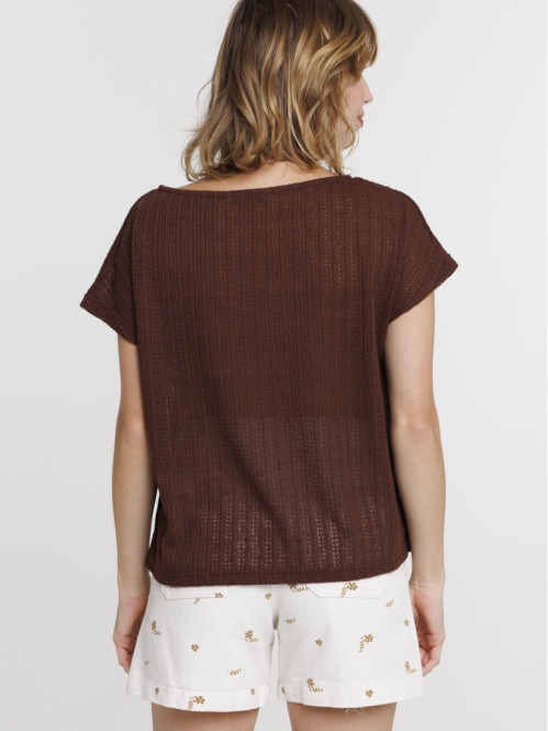 T-shirt maille ajourée femme