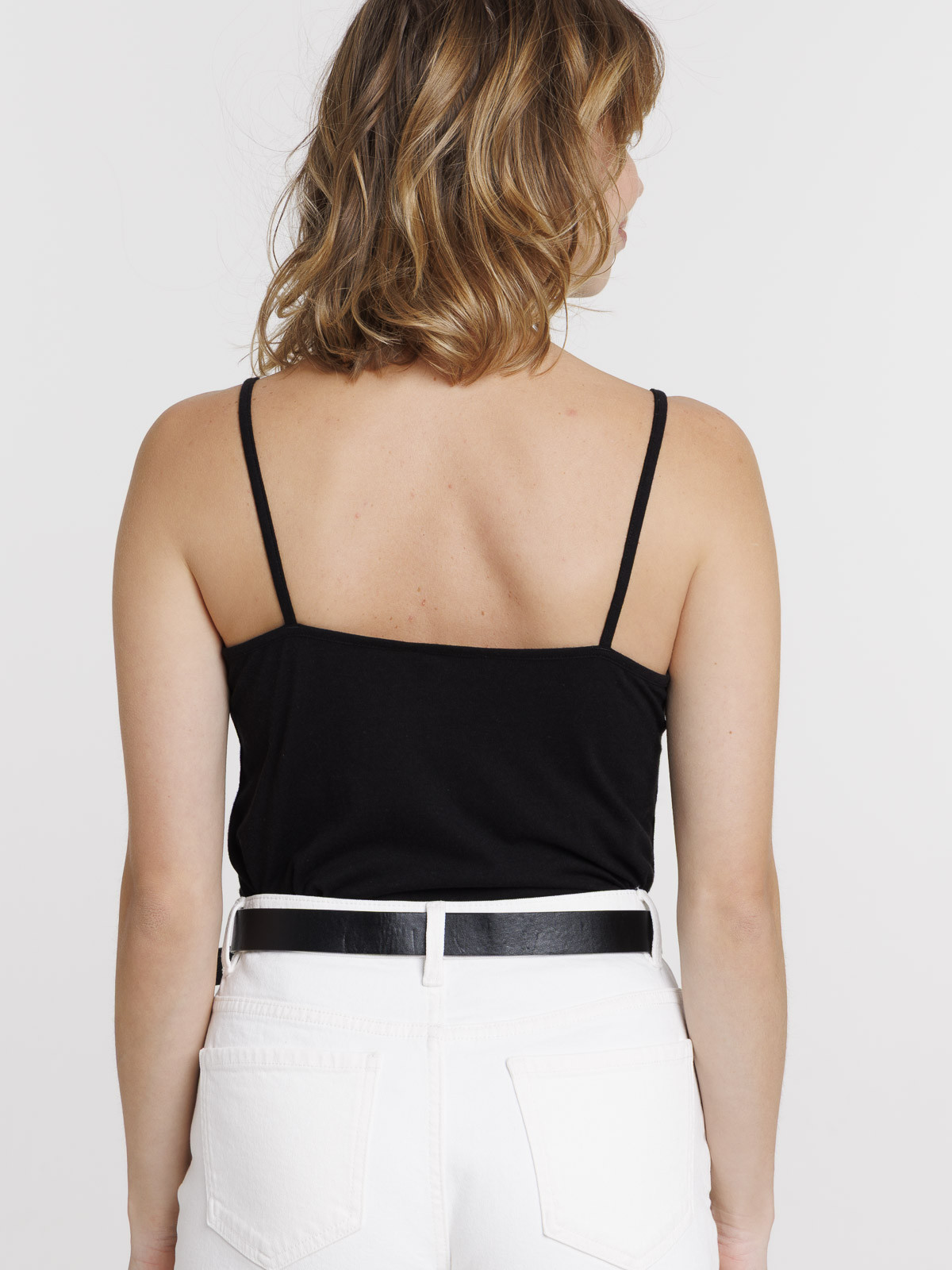 Débardeur col V dentelle noir femme