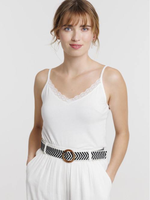 Débardeur col V dentelle...