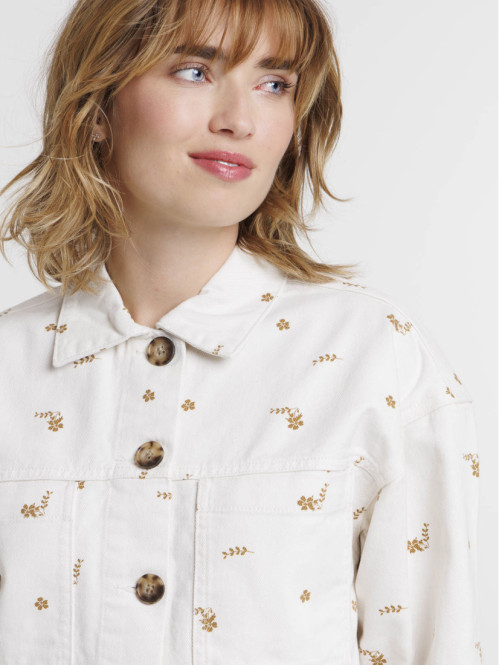 Veste courte écru à motif...