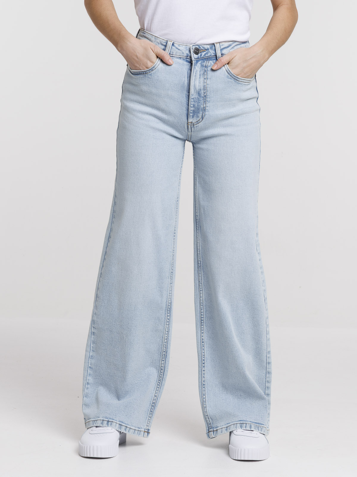 Jean wide leg bleach femme