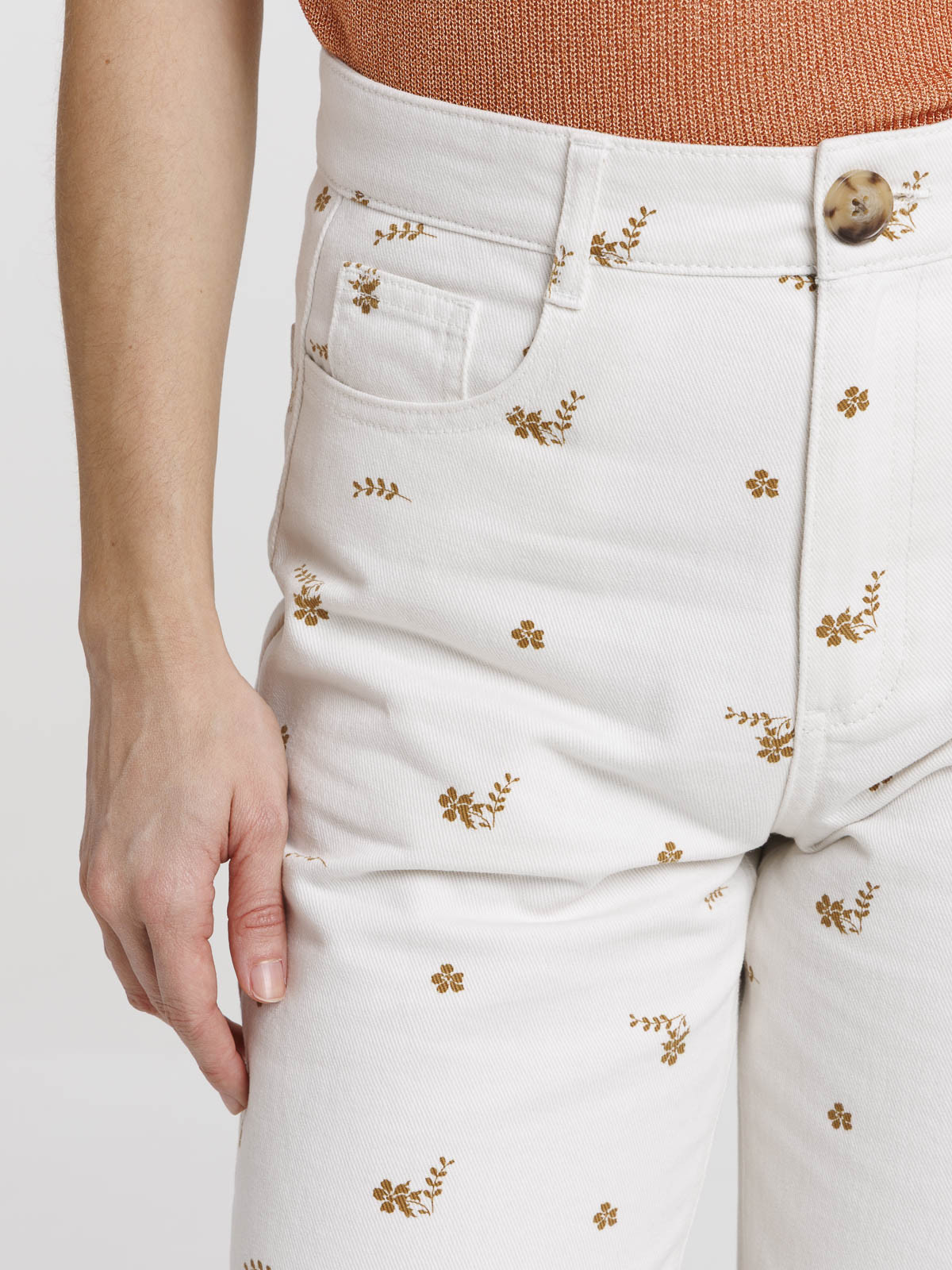 Pantalon imprimé fleuri large femme