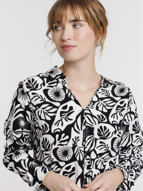 Blouse florale manches...