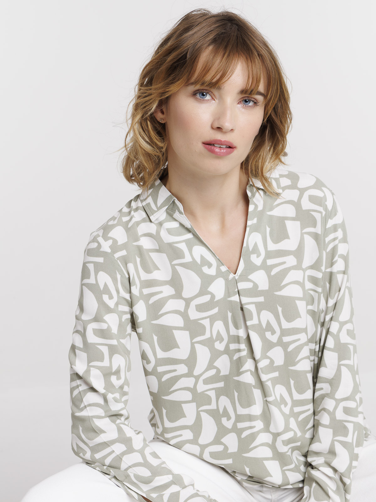 Blouse imprimée manches longues femme