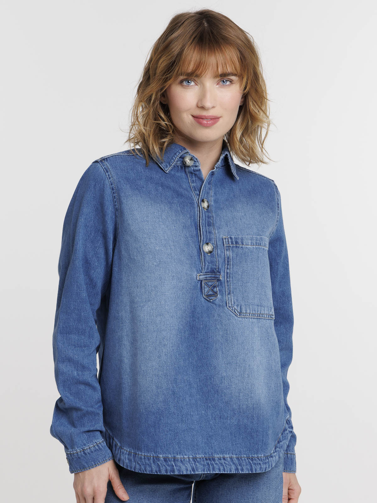 Blouse manches longues jean femme
