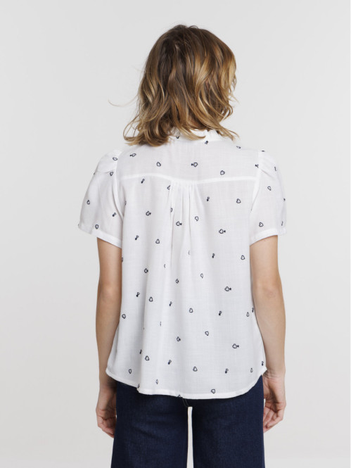 Chemise coeurs brodés femme
