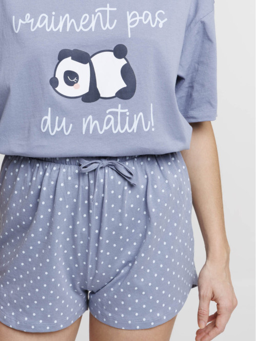 Pyjashort panda et message femme