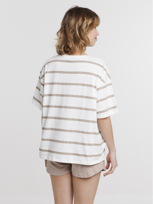 Pyjashort rayé coeur femme