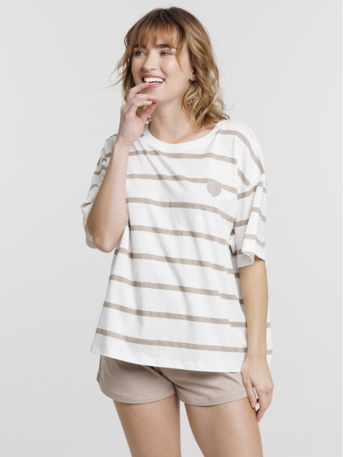 Pyjashort rayé coeur femme