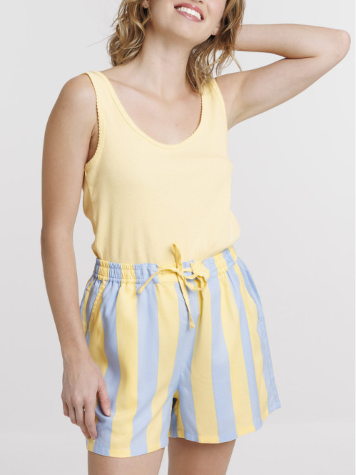 Short de nuit à rayures femme 
