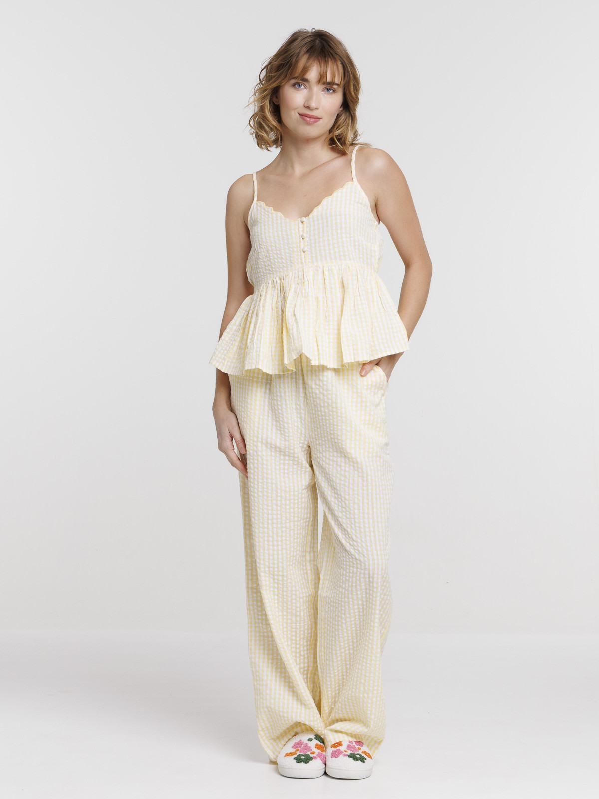 Pantalon de nuit à carreaux femme