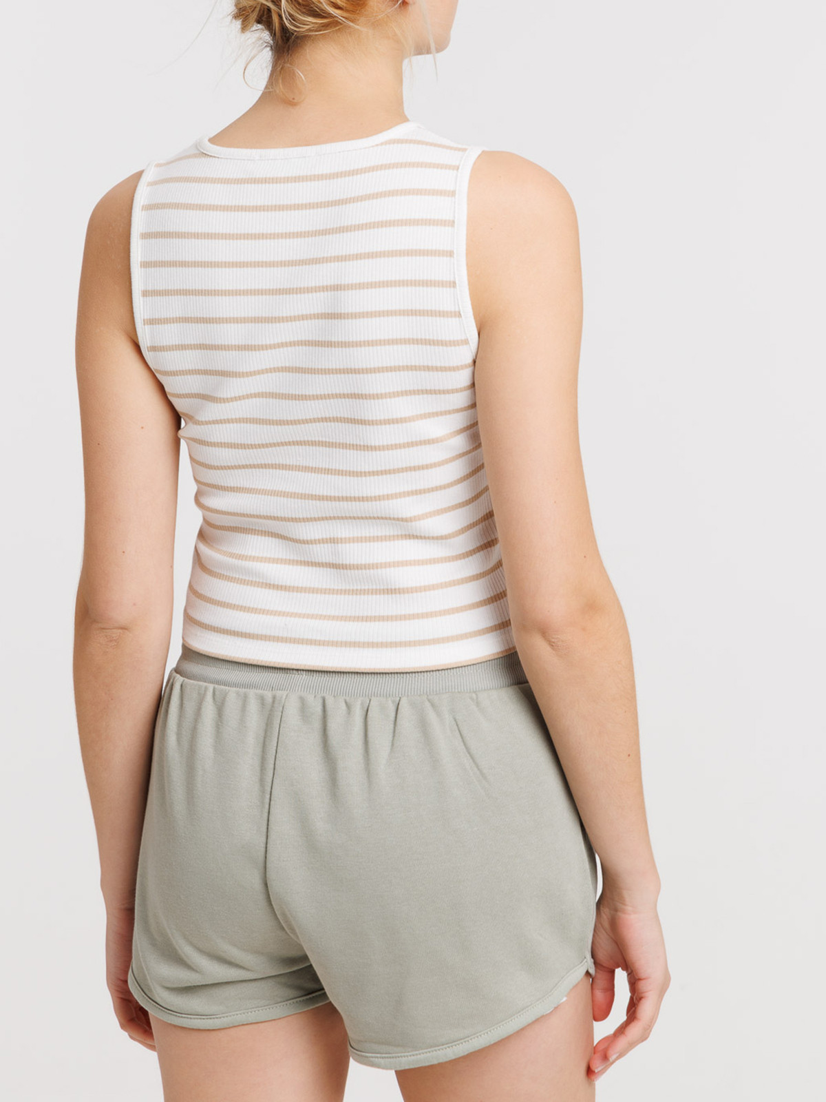 Débardeur rayé blanc/beige femme