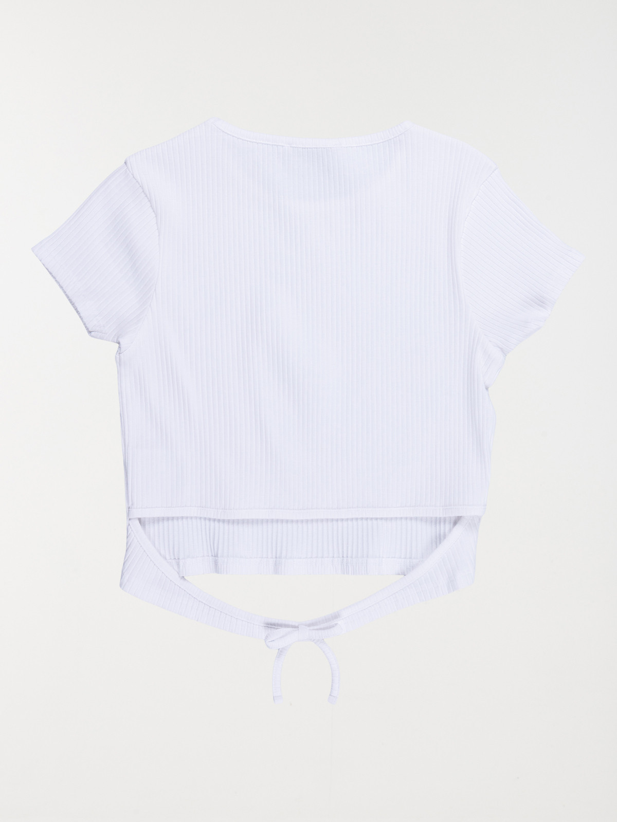 Tee-shirt blanc côtelé fille (XXS-M)