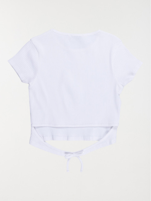 Tee-shirt blanc côtelé...