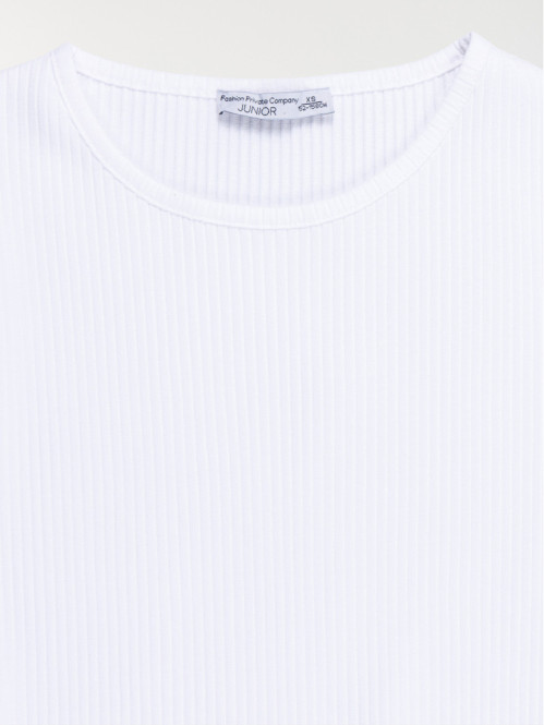 Tee-shirt blanc côtelé...