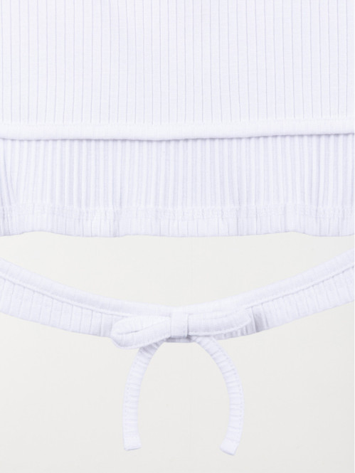 Tee-shirt blanc côtelé...