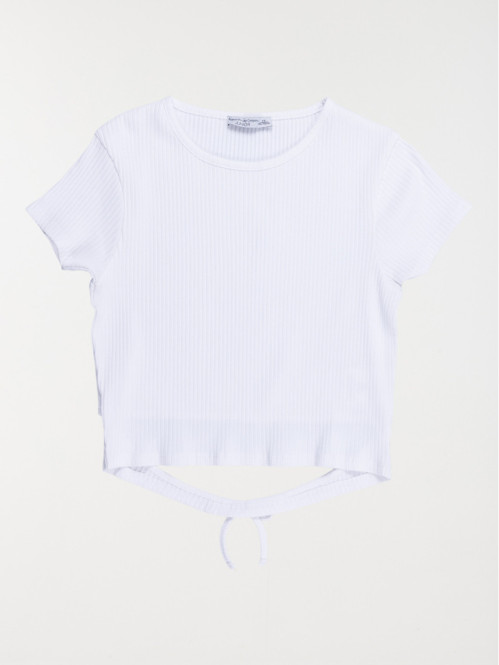 Tee-shirt blanc côtelé...